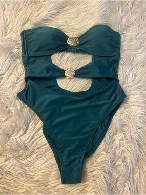 Target Teal One-Piece Swimsuit with Gold Buckle